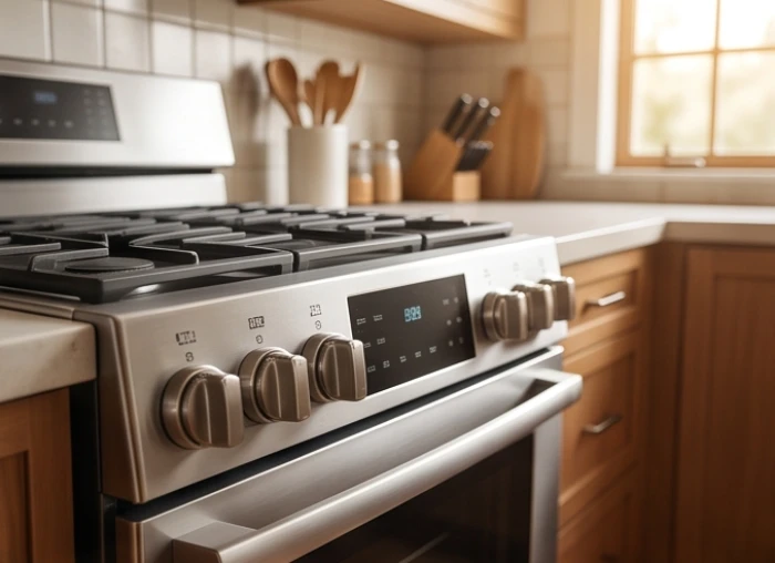 Mặt trước của bếp từ và bếp ga nơi xác định hướng lưng của người đứng nấu khi chuẩn bị bữa ăn