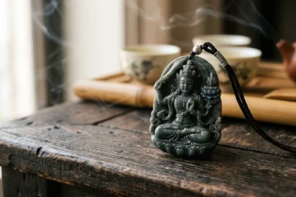 Mặt dây chuyền phật bản mệnh tuổi mão chạm khắc tinh xảo từ đá thạch anh tự nhiên