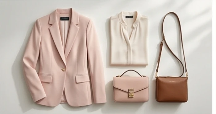 Trang phục công sở nữ phối theo tỷ lệ 60 30 10 với áo khoác màu pastel và áo sơ mi bên trong