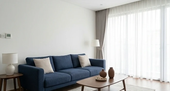 Phòng khách ứng dụng tỷ lệ phối màu nội thất sáu mươi ba mươi mười chuẩn ngũ hành cho mệnh Thủy
