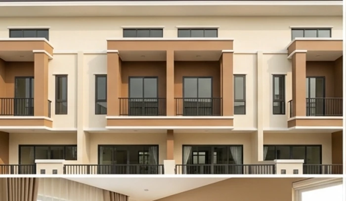 Mặt tiền ngôi nhà kiến trúc hiện đại áp dụng tỷ lệ 60 30 10 màu sơn nhà hợp tuổi Mão sang trọng