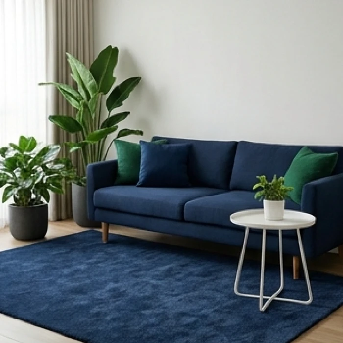 Căn phòng áp dụng công thức 60 phần trăm xanh biển, 30 phần trăm xanh lá và 10 phần trăm trắng