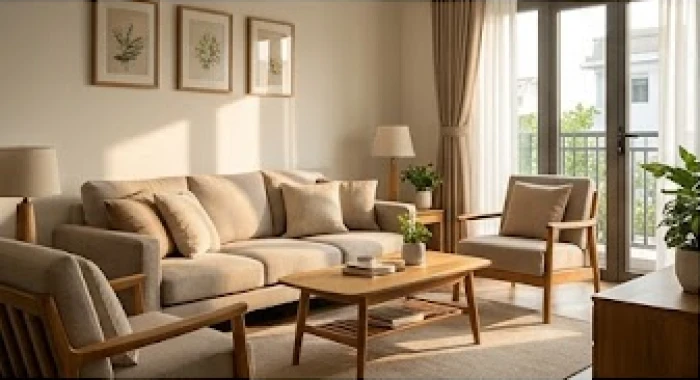 Phòng sinh hoạt chung ấm cúng nằm tại hướng Đông dành cho nữ gia chủ