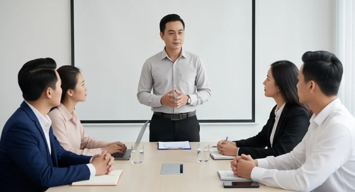 Chuyên gia mang tính cách tuổi thìn đĩnh đạc và quyết đoán khi trình bày giải pháp xử lý khủng hoảng trước tập thể