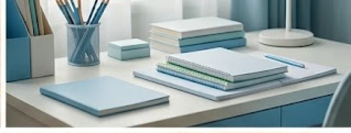 Góc học tập của trẻ sinh năm Quý Tỵ 2013 được trang trí màu sắc hợp phong thủy mệnh Thủy