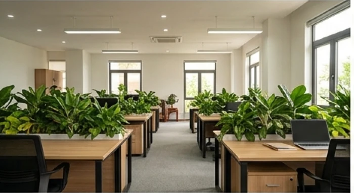 Không gian văn phòng bố trí các bàn làm việc cách xa nhau hợp phong thủy cho người tuổi Dần