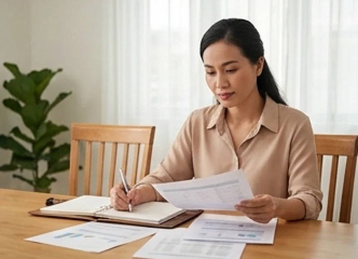 Người phụ nữ ghi chép kế hoạch chi tiêu thận trọng nhằm hóa giải hao tài từ sao Thái Bạch năm 2026