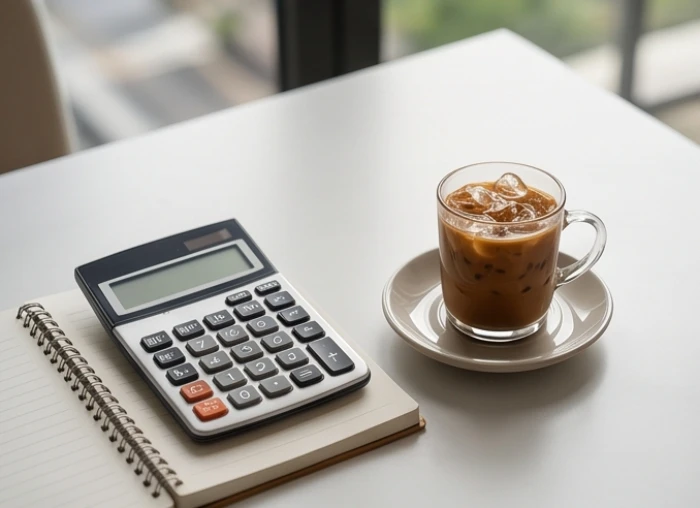 Biểu đồ tài chính và máy tính được sử dụng để lập kế hoạch dự phòng cho các giai đoạn hao tài.