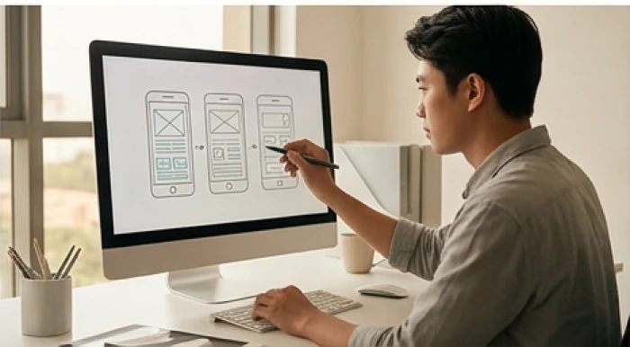 Chuyên viên UI UX Quý Mùi 2003 đang nghiên cứu và tối ưu hóa trải nghiệm người dùng trên thiết bị di động