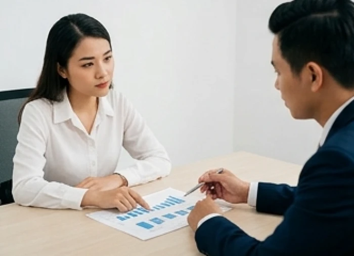 Quản lý trao đổi trực tiếp với nhân viên bằng báo cáo và số liệu rõ ràng