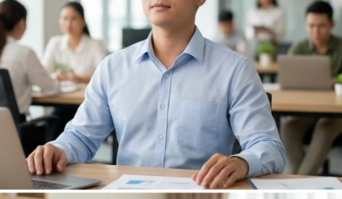 Nhân viên thực hành nguyên tắc hít thở sâu 3 giây để điều hòa tính cách tuổi Canh Thìn 2000