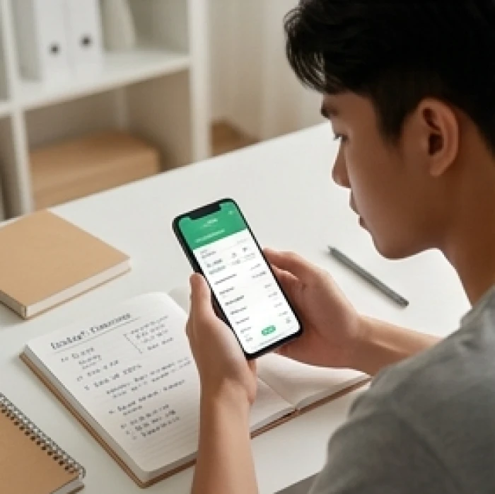 Sinh viên cẩn trọng kiểm tra giao dịch tài chính trên điện thoại để phòng tránh rủi ro hao tài
