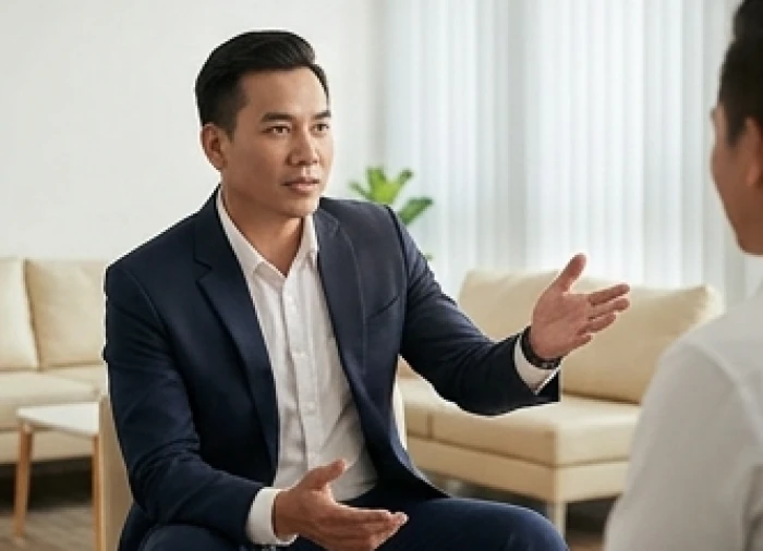 Phong thái giao tiếp tự tin và dứt khoát của nhân viên tại văn phòng