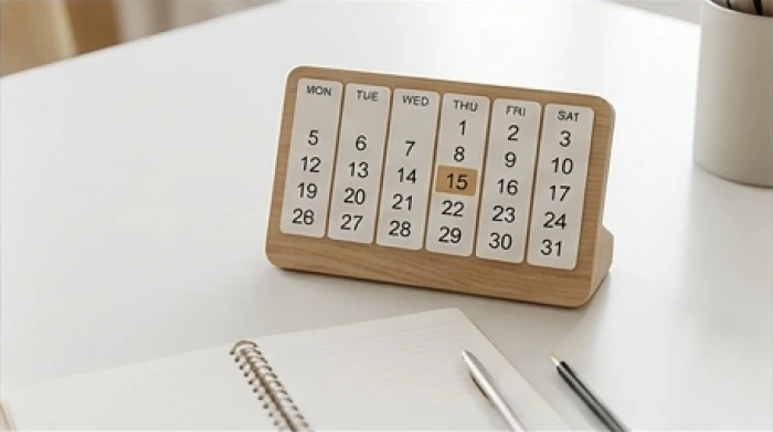 Cuốn lịch để bàn đánh dấu mốc thời gian chuyển giao năm Nhâm Dần sang Quý Mão chính xác