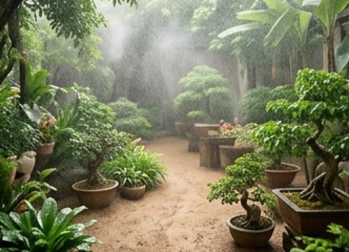 Khu vườn đất cát sa trung thổ được tưới dưỡng bởi nguồn nước mưa thiên hà thủy tươi tốt màu mỡ