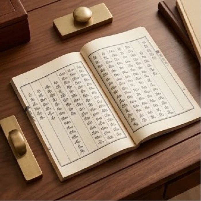 Sách tử vi cổ hiển thị bảng tổng hợp sao chiếu mệnh và hạn tuổi cho nam nữ bính thìn
