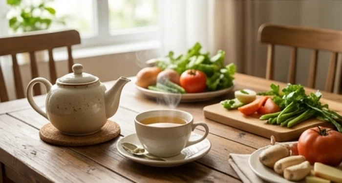 Chén nước ấm và thực phẩm nấu chín giúp bảo vệ sức khỏe tiêu hóa cho nữ mạng 1963 năm 2026