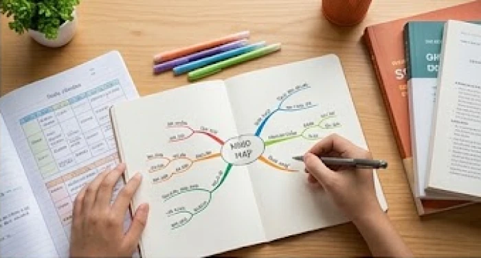 Học sinh tuổi mậu tý lập sơ đồ tư duy phân bổ thời gian tự học đại học rõ ràng và khoa học