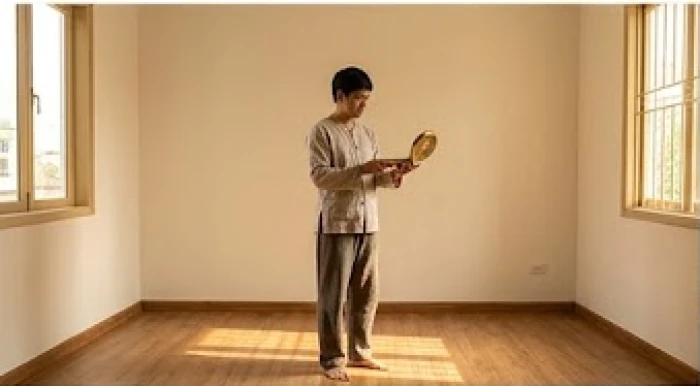 Người nhà cẩn thận dùng la bàn định vị hướng tốt để bố trí phòng ngủ và giường nằm cho người lớn tuổi
