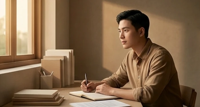 Chàng trai trầm tĩnh suy ngẫm trước các quyết định công việc phản ánh bản tính kiên định và nguyên tắc rõ ràng