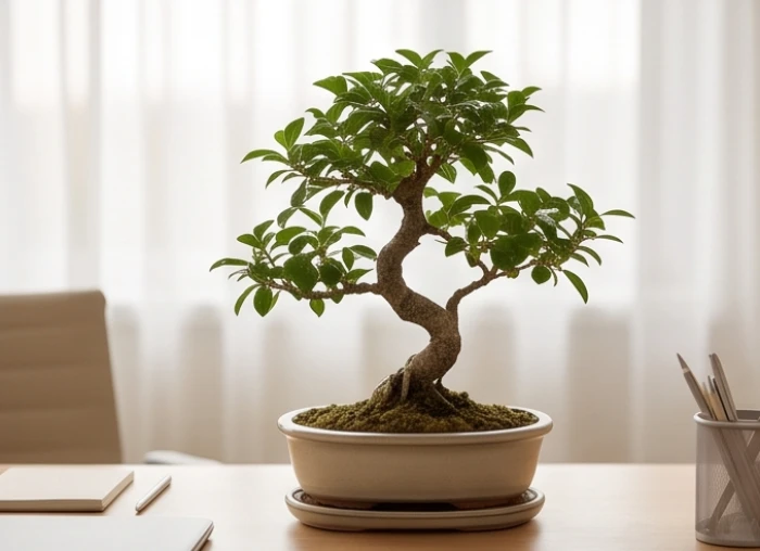 Chậu cây nhỏ đang vươn mầm mạnh mẽ trên bàn làm việc tượng trưng cho nền móng sự nghiệp vững chắc