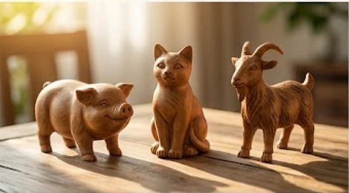 Tượng ba con giáp Hợi Mão Mùi được chế tác tinh xảo đại diện cho sự hòa hợp năng lượng
