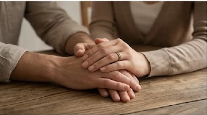 Đôi tay đan vào nhau ấm áp thể hiện sự tin tưởng giúp vợ chồng vượt qua ảnh hưởng của lục hại
