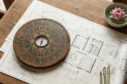 La bàn phong thủy Bát Trạch bằng gỗ giúp gia chủ hiểu rõ tây tứ mệnh là gì trong thiết kế nhà ở