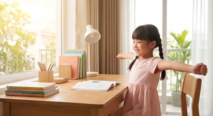 Bé gái tuổi Đinh Dậu năng động vui chơi thể thao ngoài trời và đọc sách thư giãn tại góc học tập tràn ngập ánh nắng