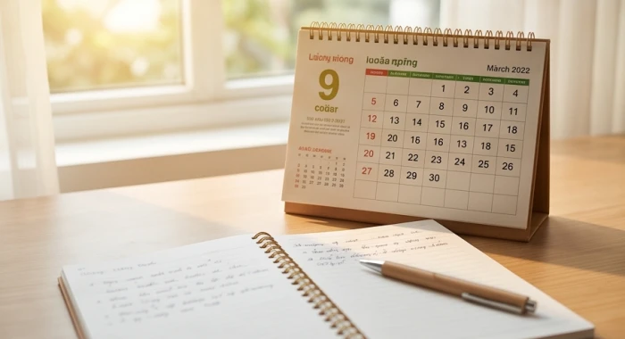 Gia chủ tuổi canh tuất ghi chép các tháng đại cát vào sổ tay để lên kế hoạch động thổ xây nhà năm Đinh Mùi