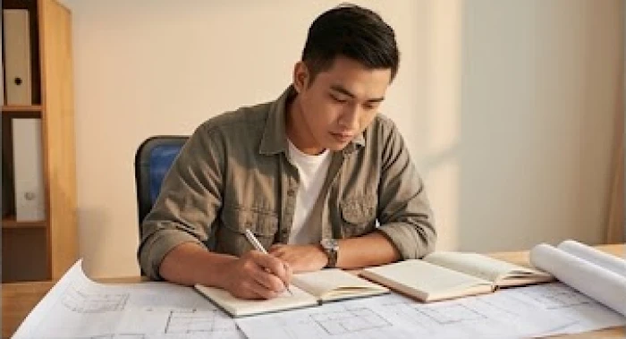 Nam giới tuổi Mậu Thìn nghiên cứu tài liệu kinh doanh trong giai đoạn khởi nghiệp nhiều thử thách