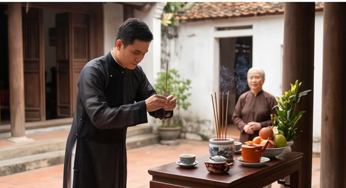 Nghi lễ cúng động thổ mượn tuổi sửa chữa nhà cửa được thực hiện trang trọng bảo vệ bình an cho gia chủ Nhâm Ngọ