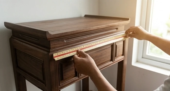Đo kích thước lỗ ban chuẩn phong thủy khi lắp đặt tủ thờ cho gia chủ tuổi nhâm tý