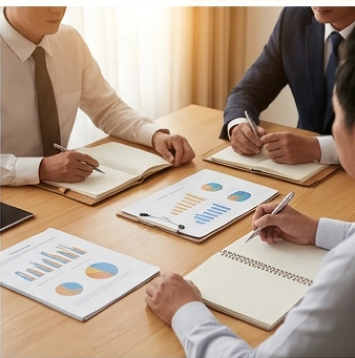 Cuộc họp trao đổi kế hoạch ngân sách và đánh giá hiệu suất công việc thành công tại văn phòng