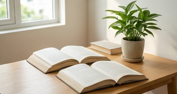 Góc đọc sách thư thái bên cửa sổ với cây xanh hỗ trợ cân bằng tâm lý giai đoạn tiền vận