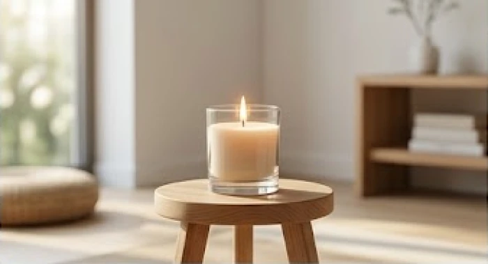 Không gian thiền định yên tĩnh với ánh nến vàng giúp người mệnh Hỏa thư giãn và kiểm soát cảm xúc