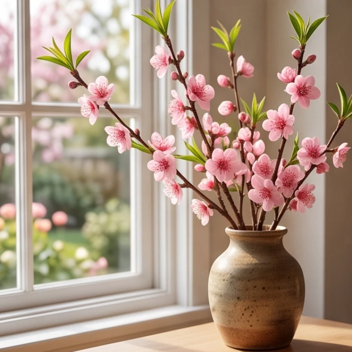 Cành hoa đào nở rộ đón tiết Lập Xuân đánh dấu sự khởi đầu của năm âm lịch mới
