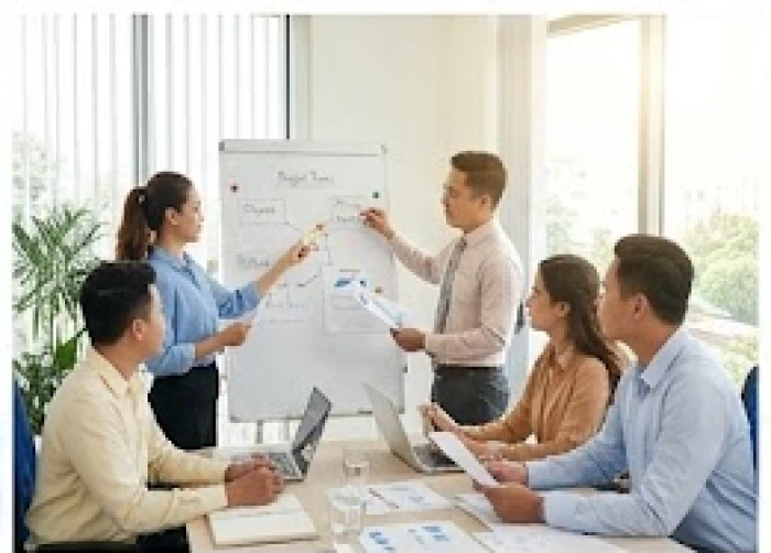 Nhóm đàm phán linh hoạt thay đổi chiến thuật kinh doanh để đạt thỏa thuận tối ưu trong phòng họp
