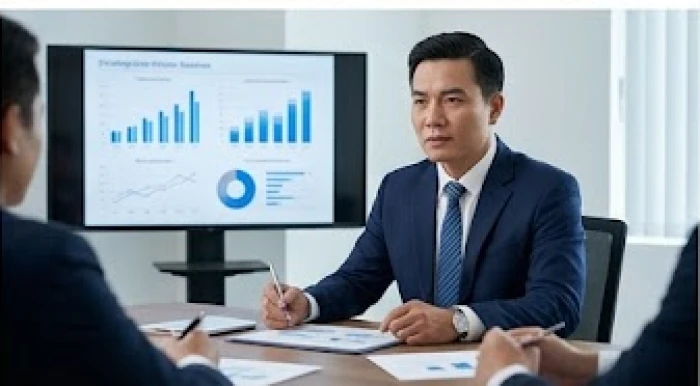Nam quản lý quyết đoán chỉ đạo nhóm trong cuộc họp chiến lược thể hiện bản lĩnh nam mạng tuổi mậu thìn 1988
