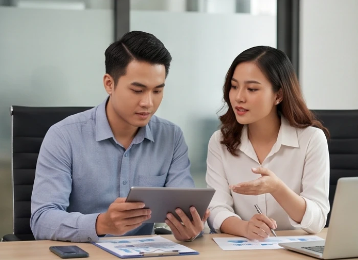 Nam thanh niên Kỷ Mão xử lý công việc lý trí song hành cùng nữ Kỷ Mão tinh tế trong buổi họp thảo luận chuyên môn