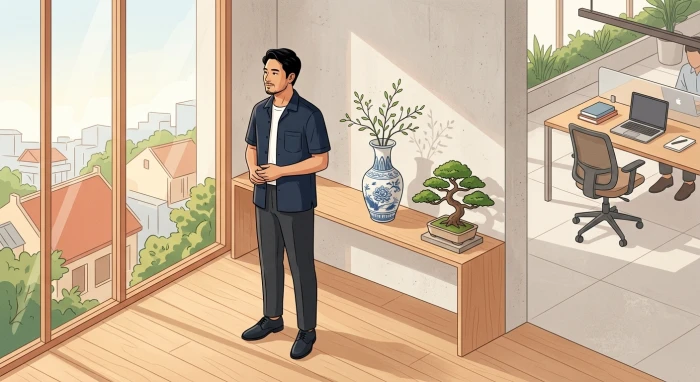 Hình ảnh nghệ thuật thể hiện tính cách nam tuổi hợi qua phong thái điềm tĩnh và kiên định trong cuộc sống