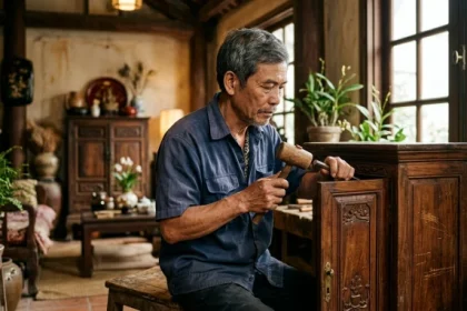 Hình ảnh minh họa đặc điểm tính cách nam tuổi tuất với sự điềm đạm, thẳng thắn và trách nhiệm bảo vệ gia đình
