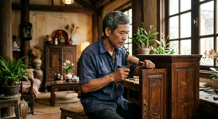 Hình ảnh minh họa đặc điểm tính cách nam tuổi tuất với sự điềm đạm, thẳng thắn và trách nhiệm bảo vệ gia đình