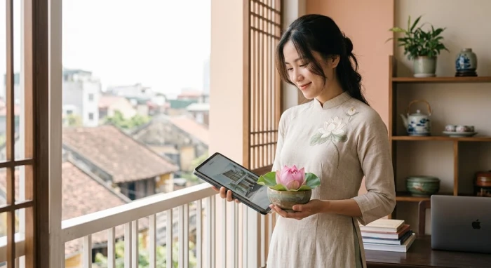 Hình ảnh mang tính biểu tượng thể hiện sự điềm đạm và thấu cảm cốt lõi trong tính cách nữ tuổi hợi thời hiện đại