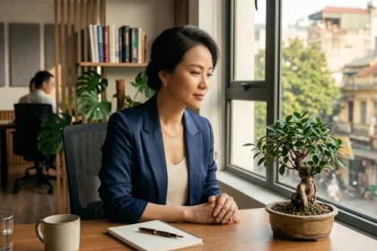 Hình ảnh minh họa sự tinh tế và thế giới nội tâm sâu sắc thể hiện rõ tính cách nữ tuổi mão trong không gian làm việc
