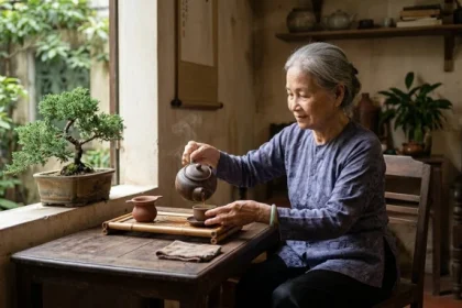 Hình ảnh người lớn tuổi điềm tĩnh phản ánh chân thực tính cách tuổi Ất Mùi 1955 trong đời sống