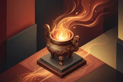 Minh họa khái niệm ngọn lửa trong lư đồng truyền thống đại diện cho tính cách tuổi bính dần 1986