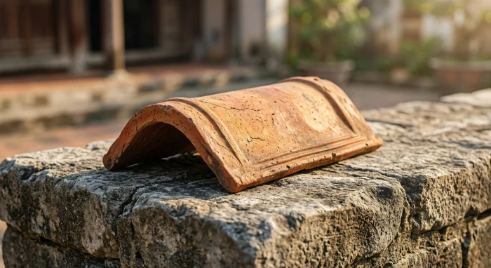 Đồ họa khái niệm về tính cách tuổi Bính Tuất 2006 với biểu tượng mái ngói đất nung vững chãi