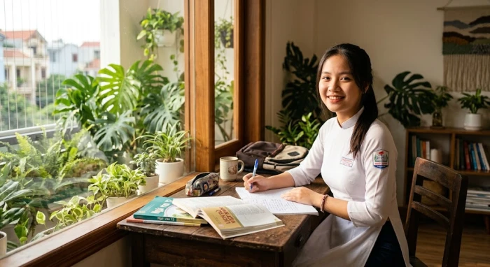 Bức ảnh chân dung học sinh trung học thể hiện rõ nét tính cách tuổi canh dần 2010 kiên định và tập trung