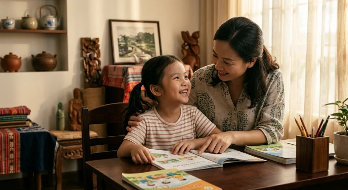 Cha mẹ hướng dẫn trẻ rèn luyện tính cách tuổi Canh Tý 2020 chuẩn bị vào lớp 1 trong góc học tập phong thủy